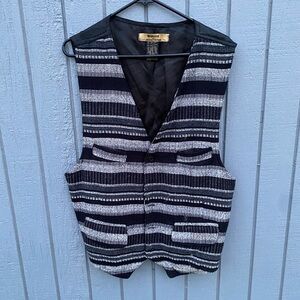 Black and Grey Nubby Cotton Vest